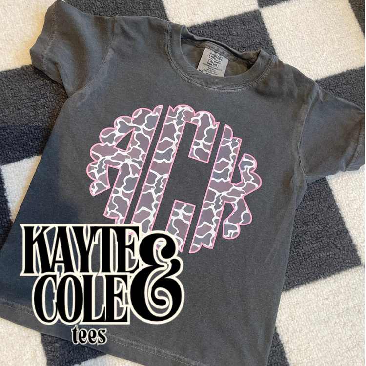 Camo Cutie Monogram - Comfort Colors Tee