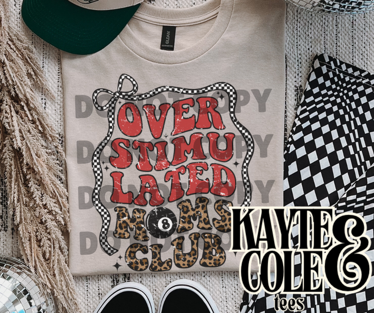 Overstimulated Moms Club Checkered Bow