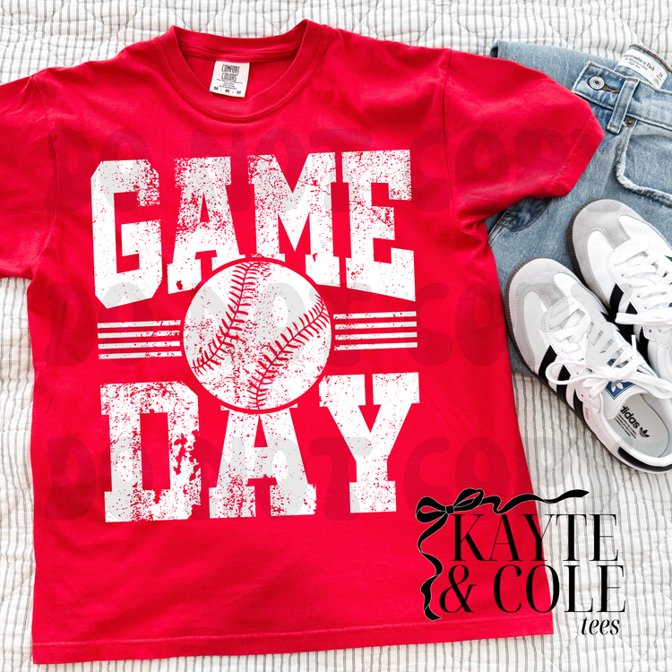 Game Day {white distressed} Baseball
