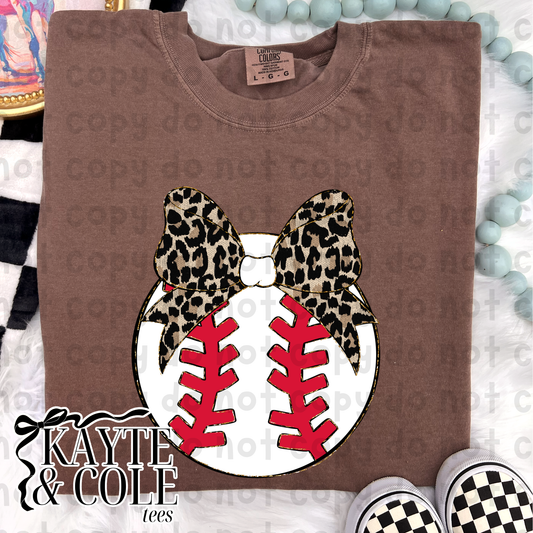 Baseball Doodle Leopard Bow