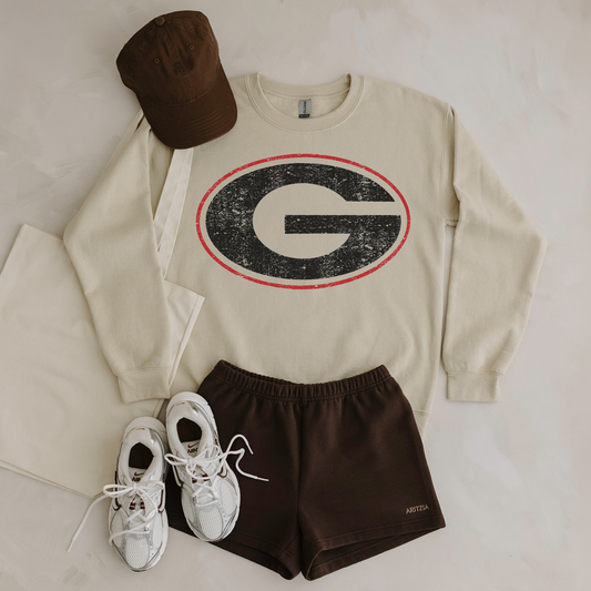 Simple Distressed Mascot Sand Sweatshirt