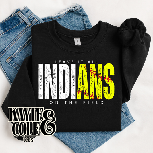 Indians Softball - on the field