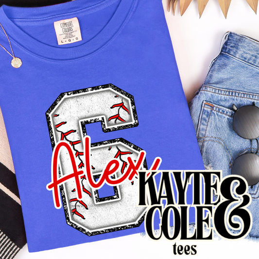 Baseball Number Comfort Colors Tee