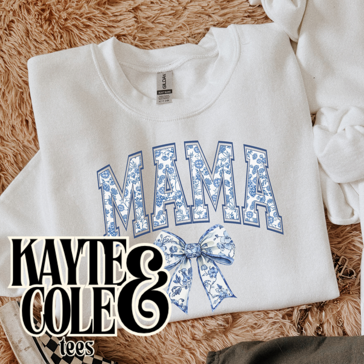 Mama Blue Floral Bow