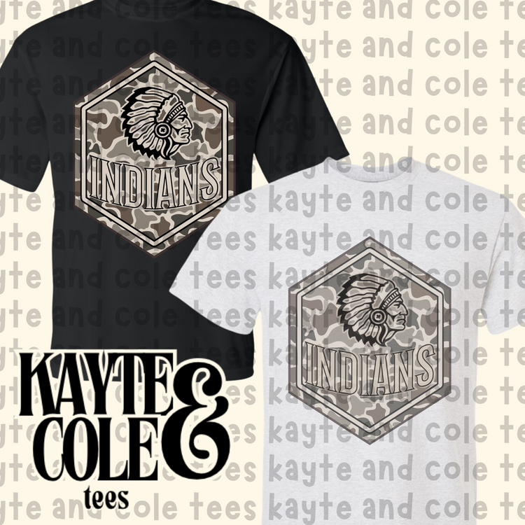 Indians Retro Camo Mascot Tee