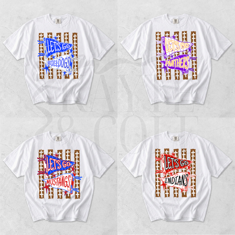 Let's Go Custom Football Pennant Tee 1001