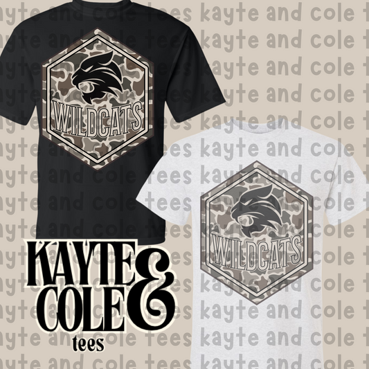 Wildcats Retro Camo Mascot Tee