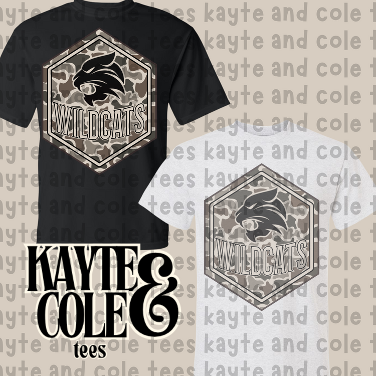 Wildcats Retro Camo Mascot Tee