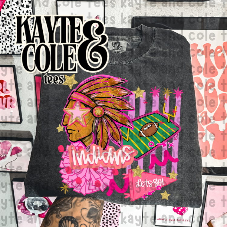Indians Preppy Pink Mascot Tee